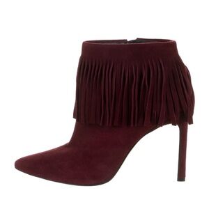 Stuart Weitzman Suede Fringe Trim Accent Boots